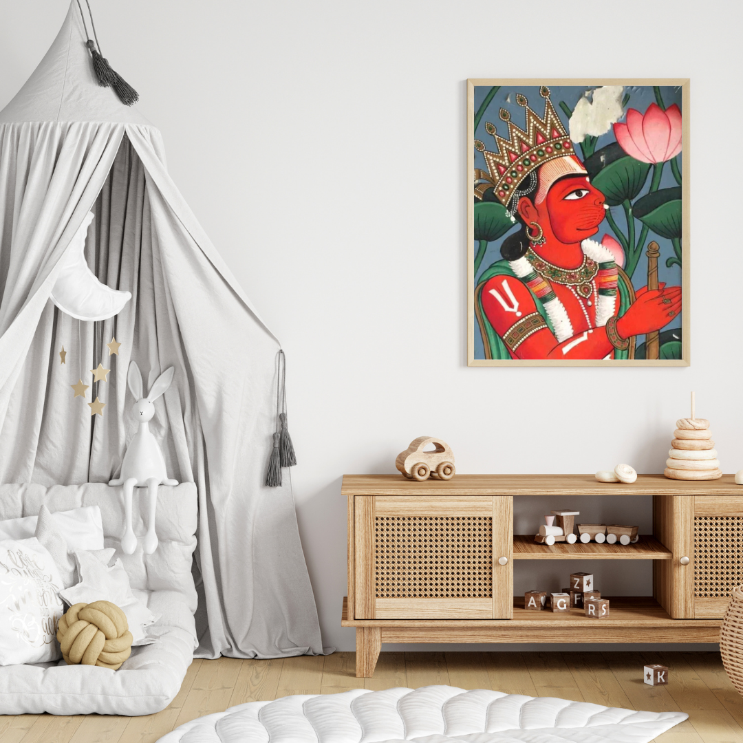 Divine Strength โ Lord Hanuman Spiritual Wall Poster ๐๏ธ๐ฅ