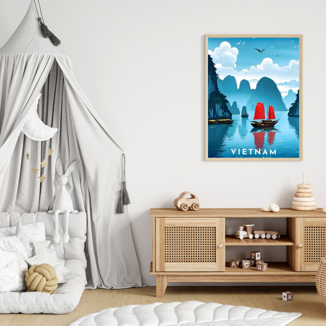 🚤 Vietnam Ha Long Bay – Framed Travel Wall Art Print 🖼️