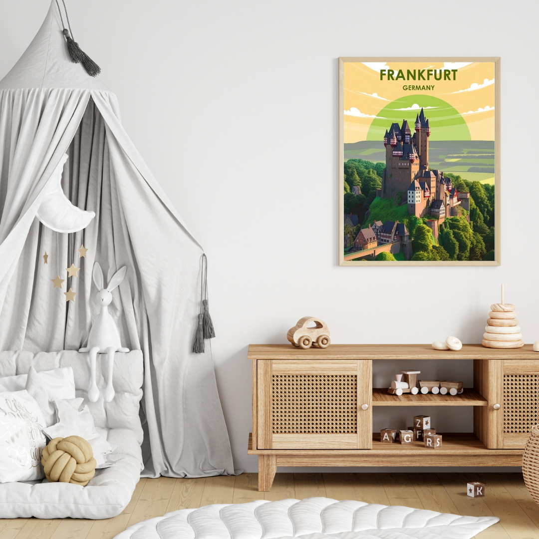 ✈️ Frankfurt, Germany – Framed Travel Wall Art Print for Home & Office Décor 🖼️