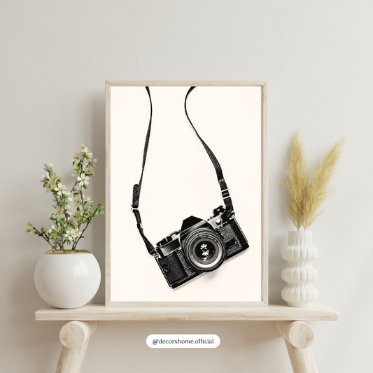 Vintage Hanging Camera Minimal Wall Art Poster | DecorexHome
