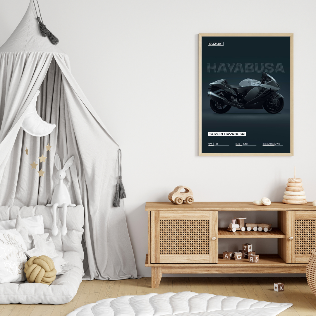 Suzuki Hayabusa Bike Wall Art – Premium Framed Print
