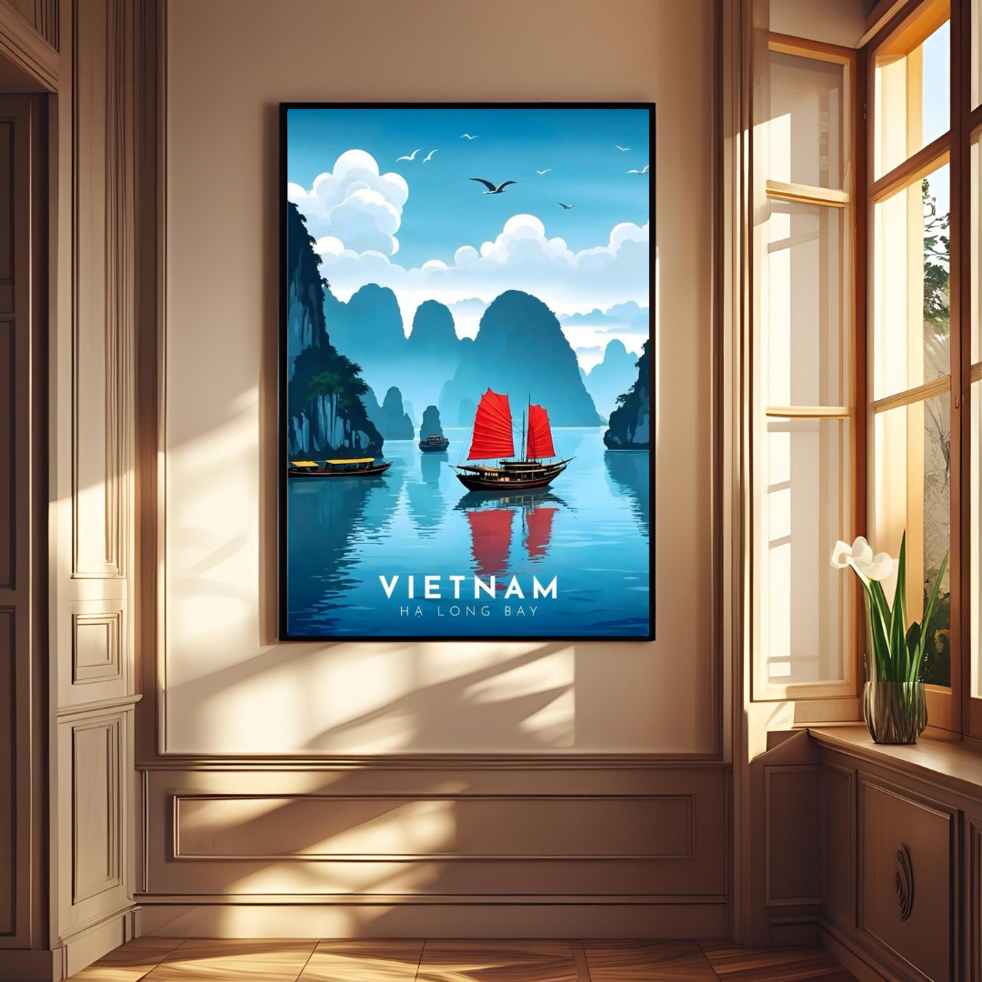 🚤 Vietnam Ha Long Bay – Framed Travel Wall Art Print 🖼️