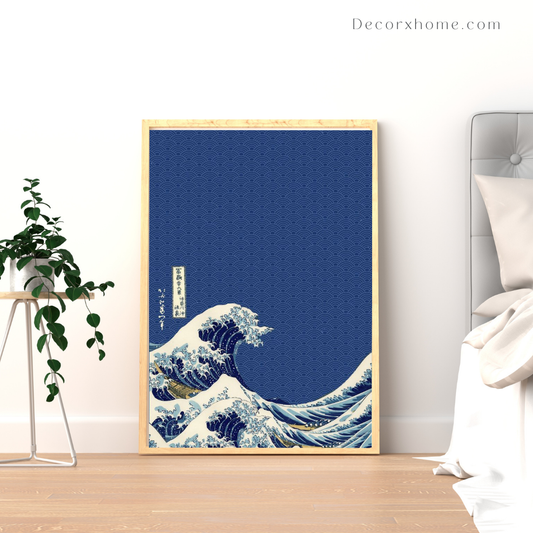 The Great Wave – Japanese Minimal Art Wall Poster (Deep Blue Edition)