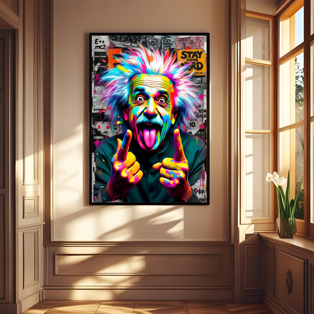 Neon Einstein Pop-Art Poster – Genius Gone Wild 🎨⚡