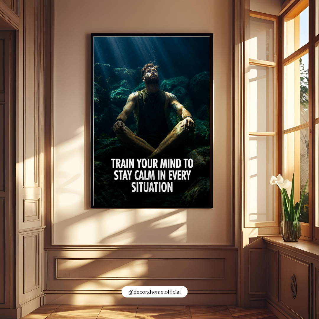 Train Your Mind to Stay Calm Motivational Poster | Stoic Mindset Wall Art | Decorxhome