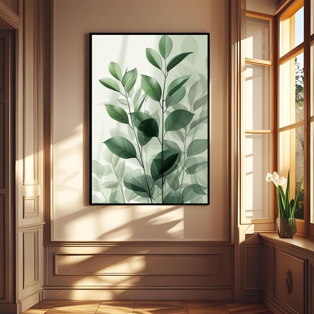 Minimalist Green Leaves – Nature Inspired Poster 🌿