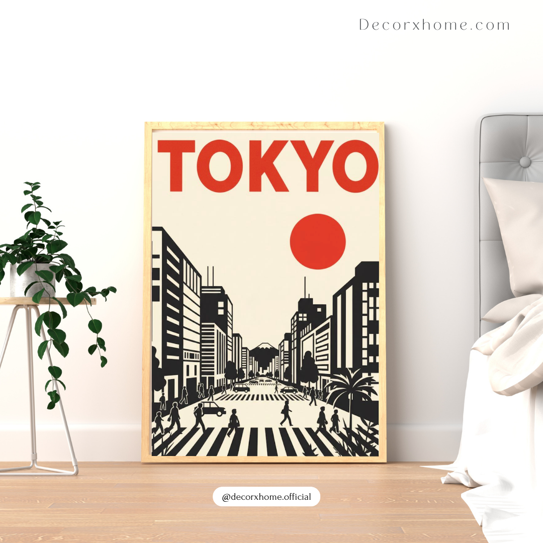 Tokyo Cityscape Minimal Art Poster – Japanese Urban Aesthetic Wall Decor
