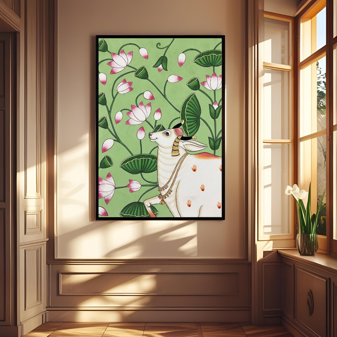 Divine Cows & Lotus β Traditional Pichwai Art Poster ποΈπ¨