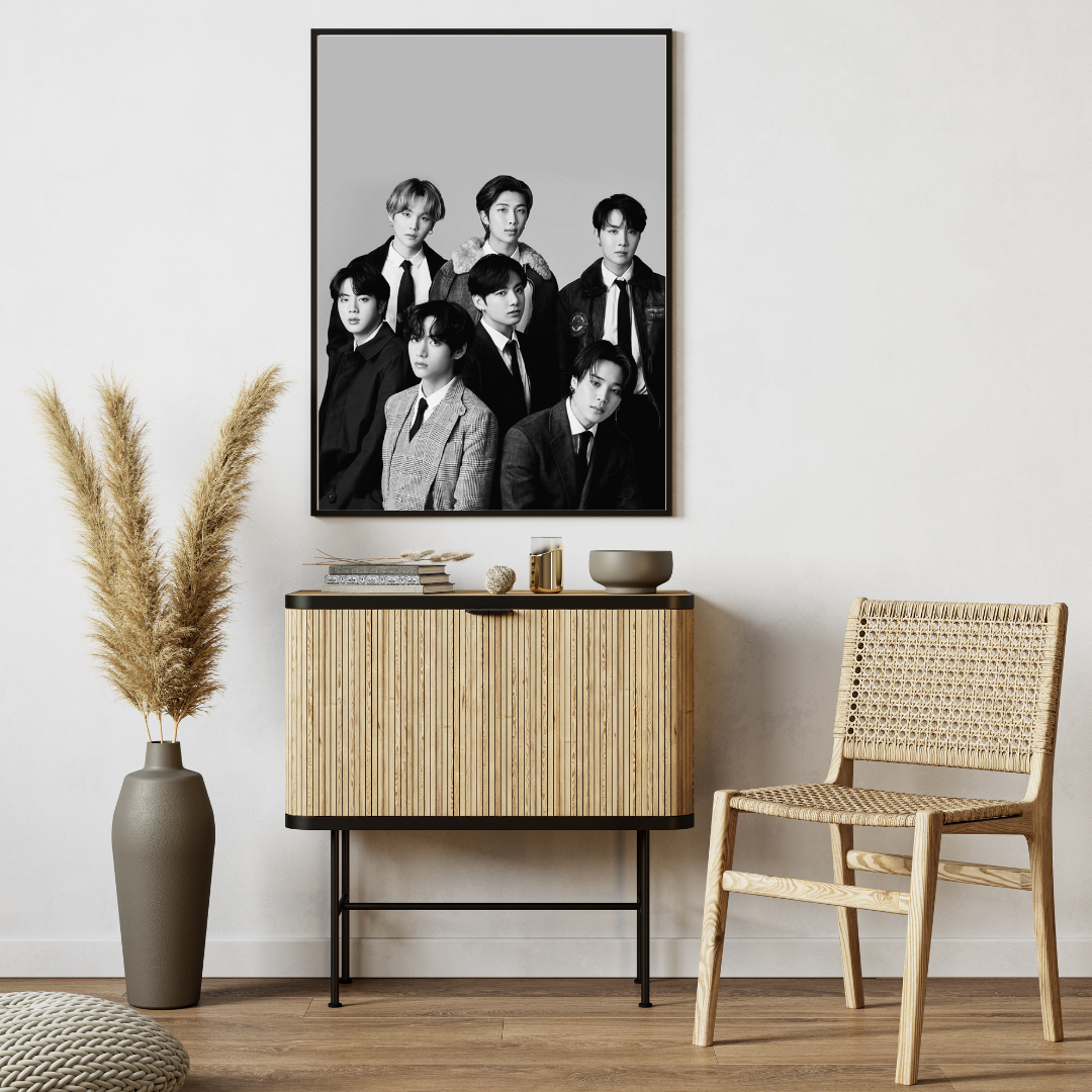 Monochrome BTS Wall Poster 🎶 | Modern Home Décor