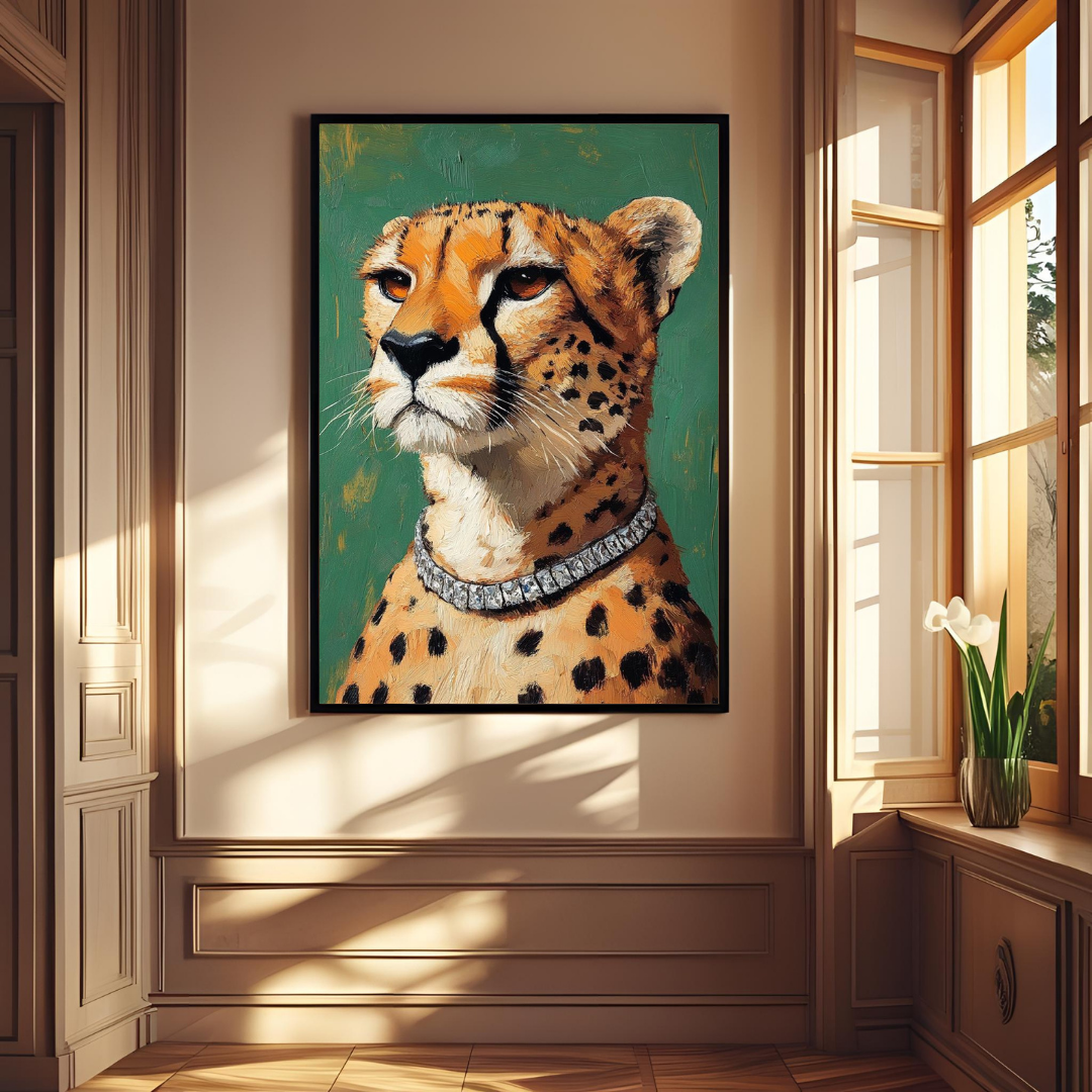 Elegant Cheetah Wall Art – Framed Animal Print for Modern Home & Office Decor