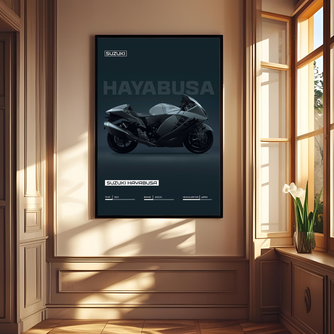 Suzuki Hayabusa Bike Wall Art – Premium Framed Print