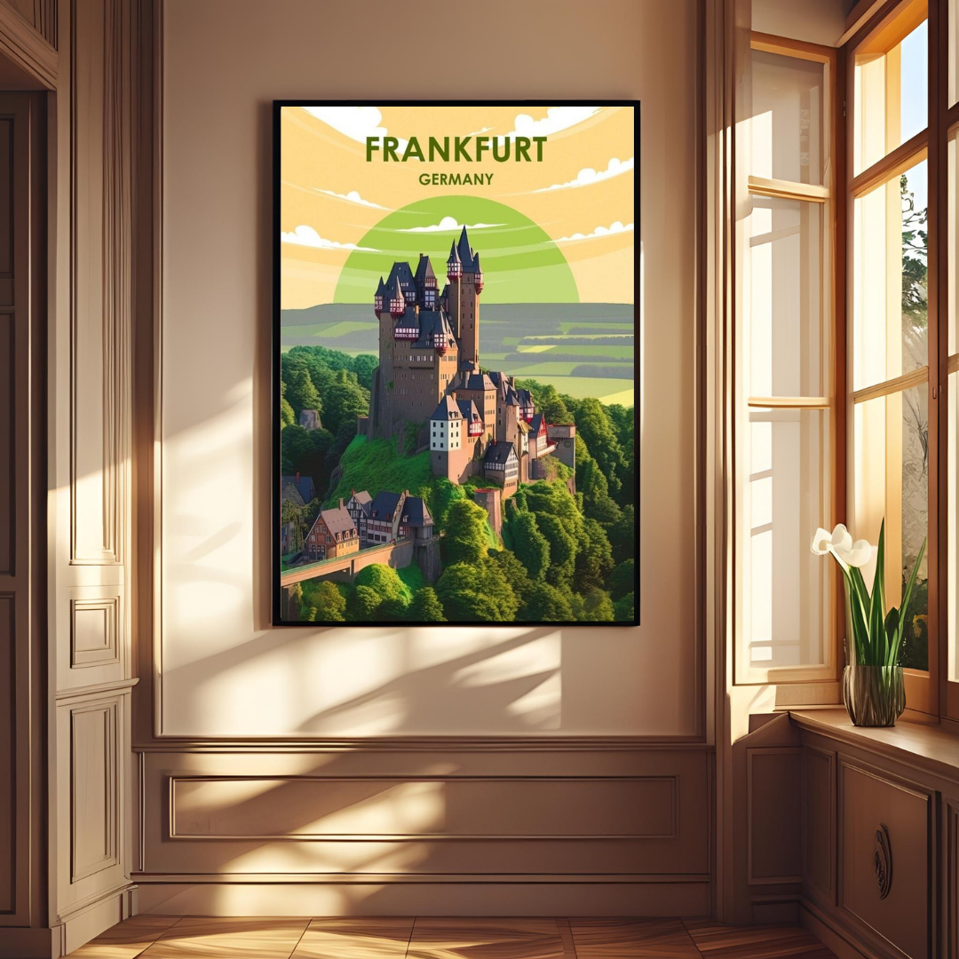 ✈️ Frankfurt, Germany – Framed Travel Wall Art Print for Home & Office Décor 🖼️