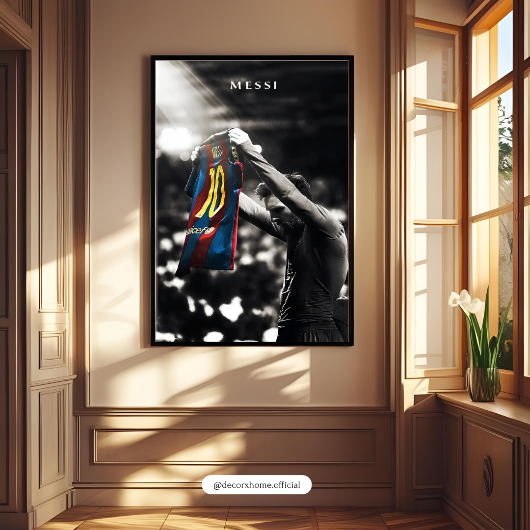 Messi Iconic Jersey Celebration Poster | Football Legend Wall Art | Decorxhome