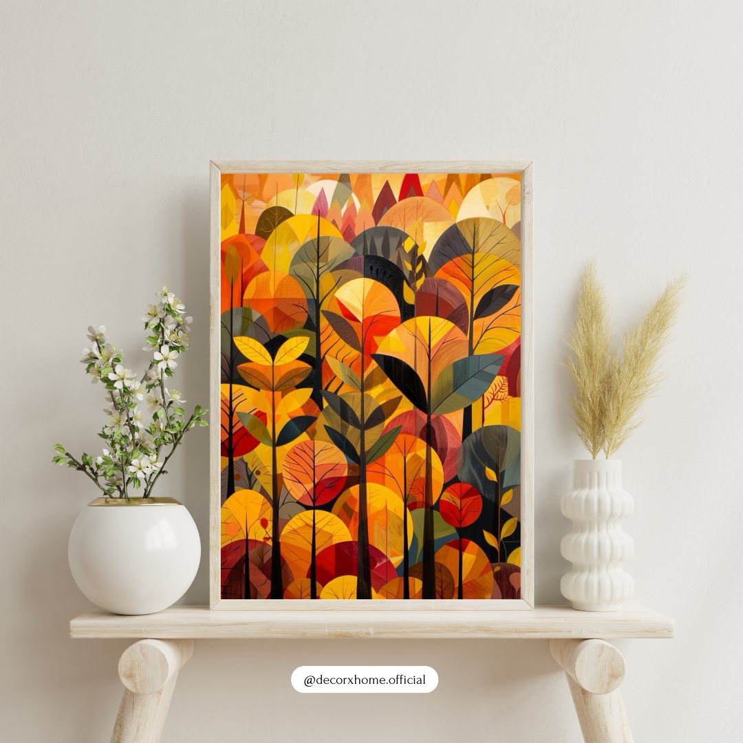 Autumn Forest Abstract Wall Art Poster – Modern Botanical Nature Illustration | Decorxhome