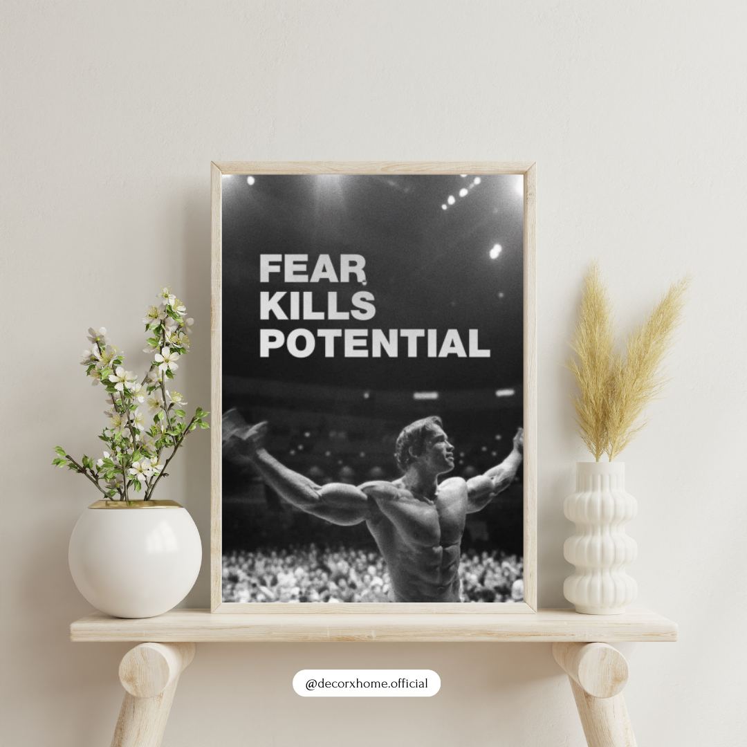 “Fear Kills Potential” Motivational Gym Poster – Strength & Success Wall Art | Decorxhome