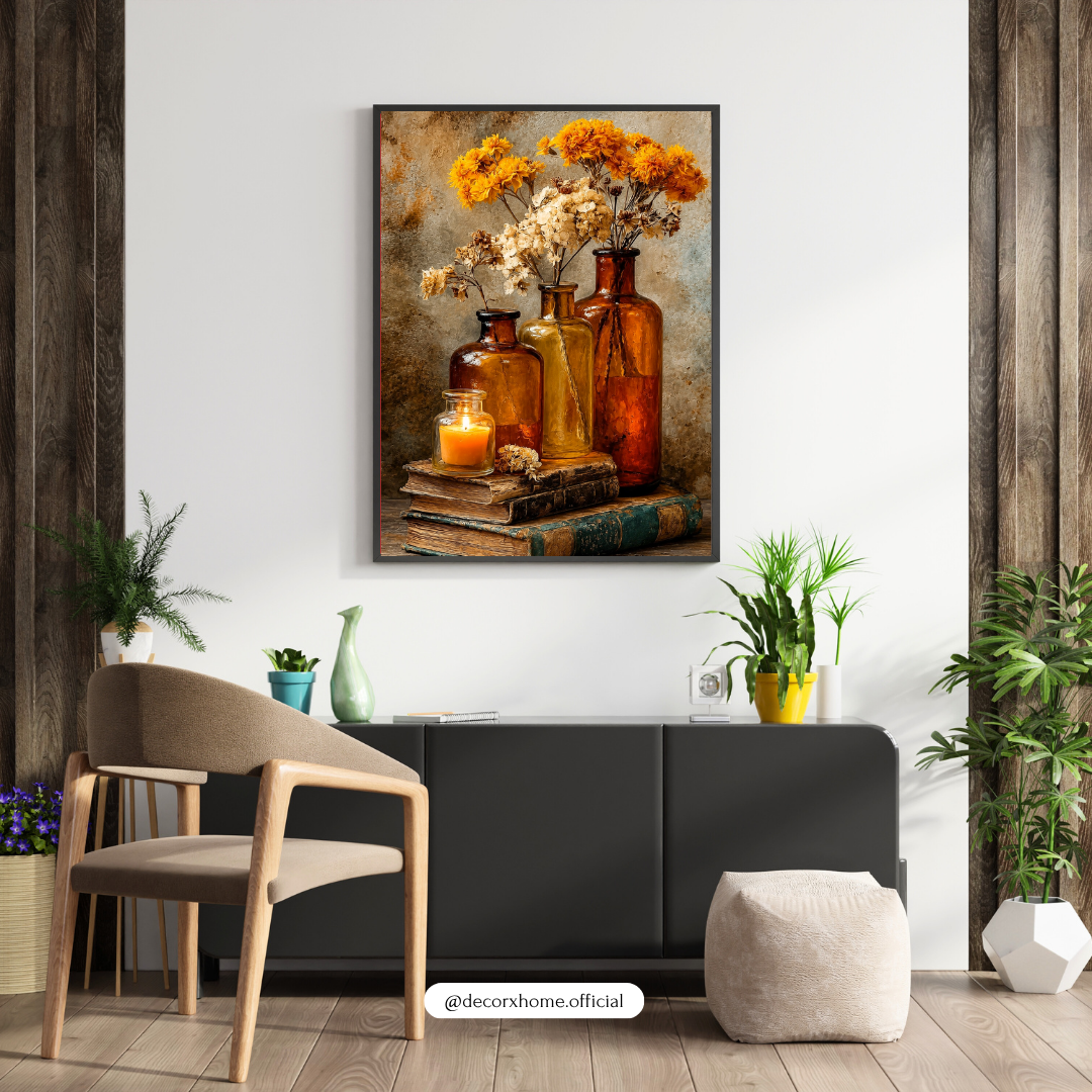 Vintage Floral Still Life Wall Art Poster | Rustic Botanical Home Decor
