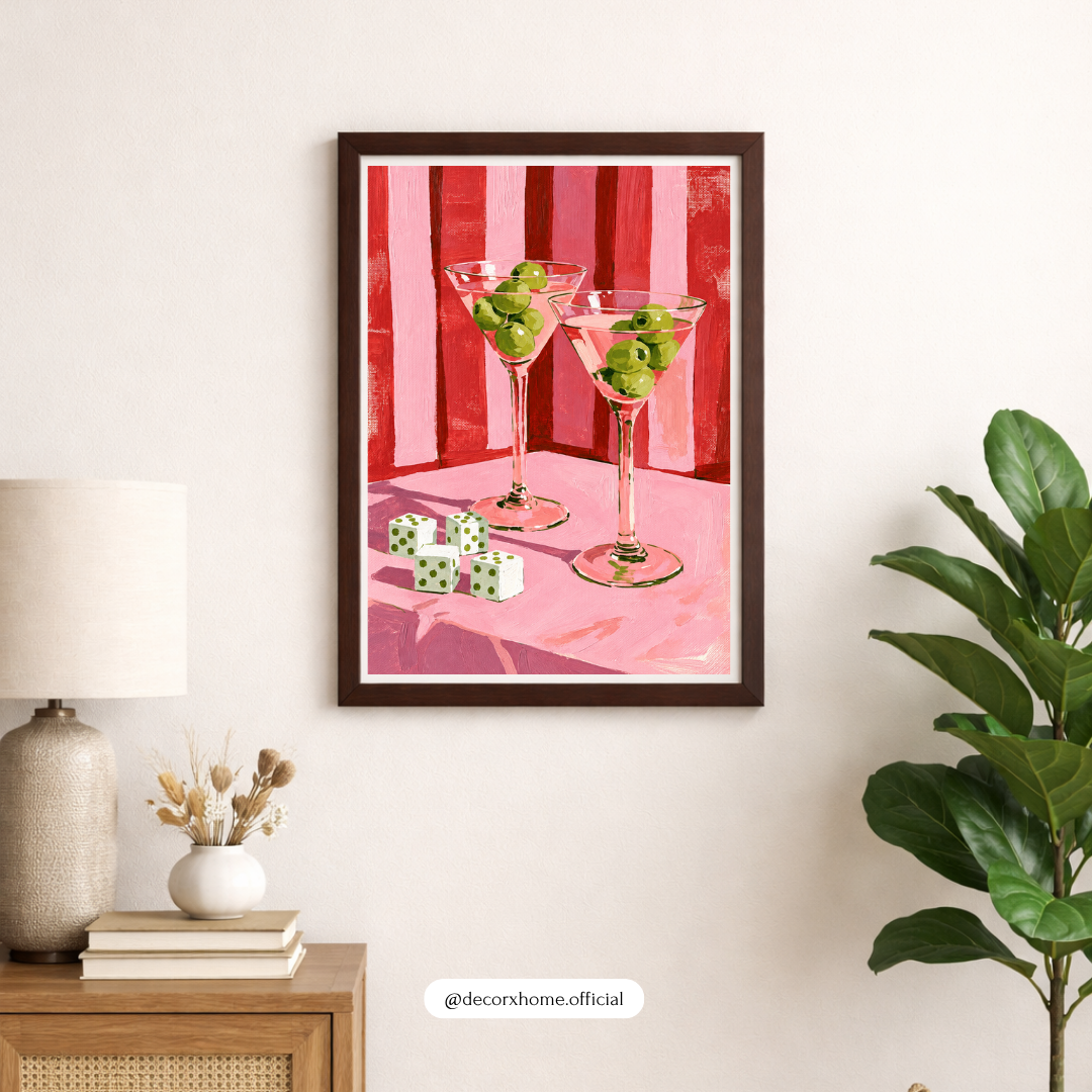 Pink Martini Glass Wall Art Poster | Modern Cocktail & Bar Decor – Decorxhome