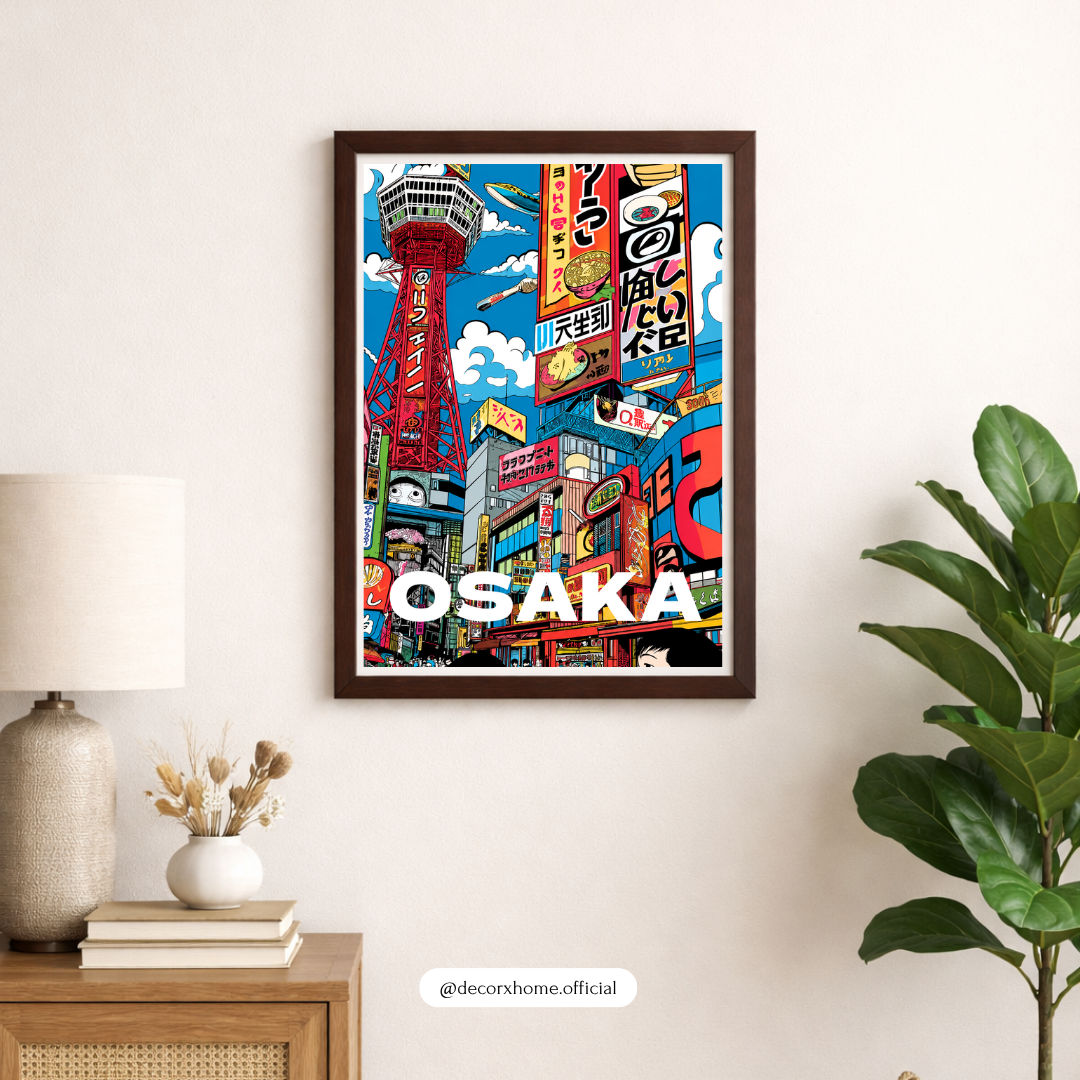 Osaka Japan Travel Poster | Vibrant Japanese Cityscape Wall Art by DecorxHome