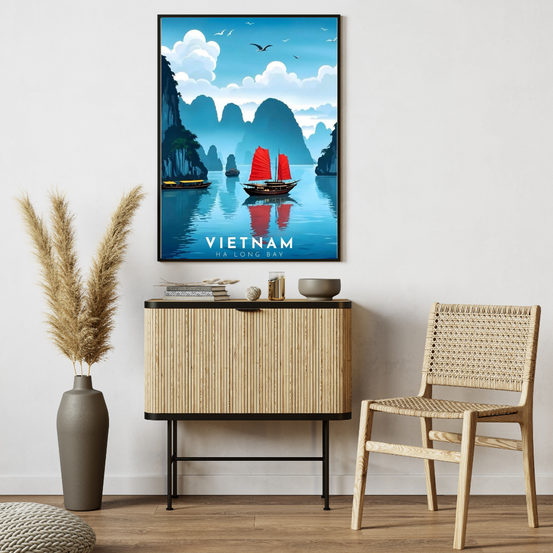 🚤 Vietnam Ha Long Bay – Framed Travel Wall Art Print 🖼️