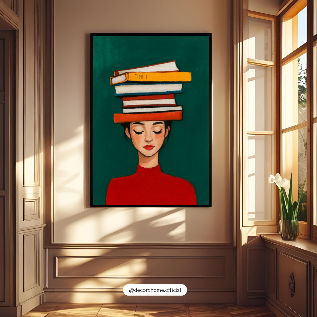 Book Lover Girl Poster – Cozy Minimal Illustrative Wall Art