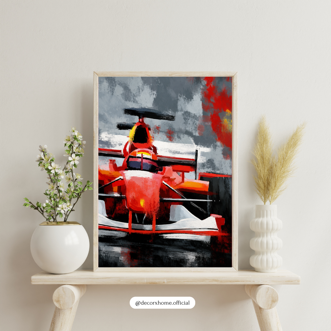 Formula Racing Car Wall Art Poster | Modern Motorsport Canvas Print | Luxury Automotive Artwork | Decorexhome