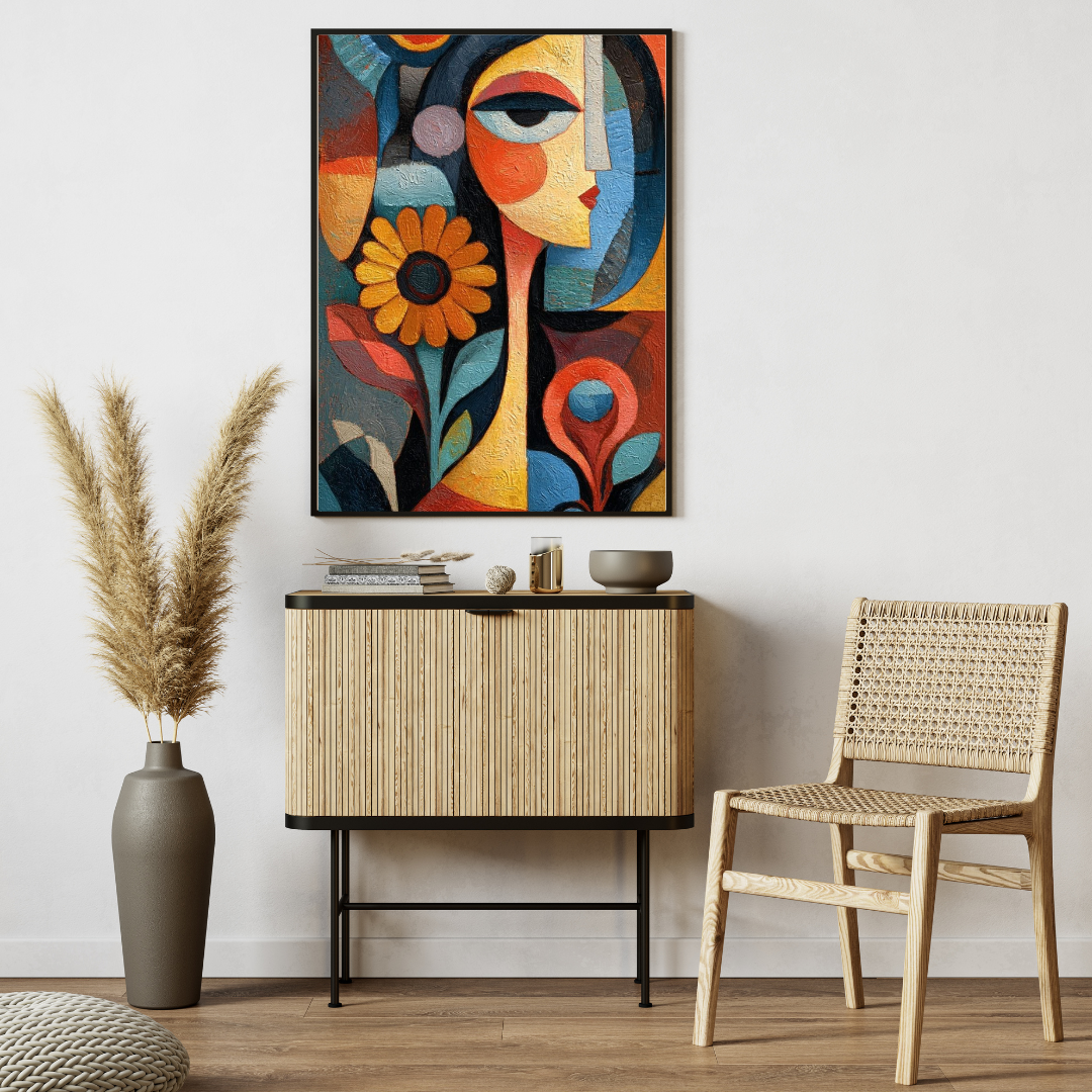 Floral Muse – Framed Modern Art Print for Home & Office Wall Decor