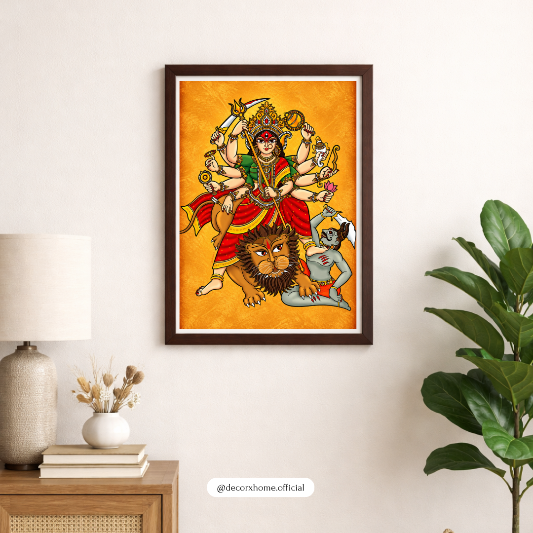 Maa Durga Divine Power & Protection Wall Art | Traditional Hindu Goddess Poster | Decorxhome