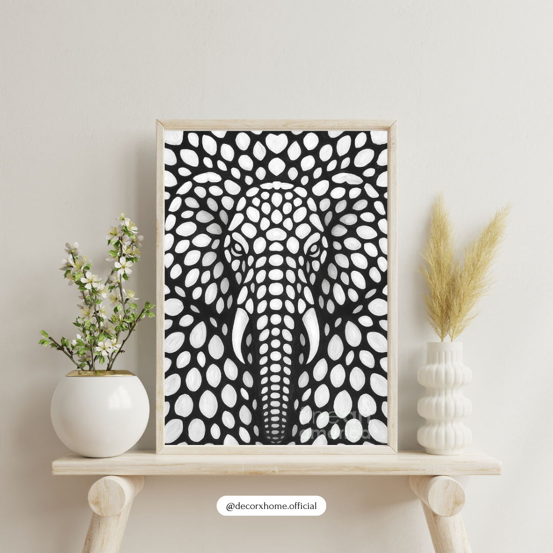 Abstract Elephant Wall Art Poster – Modern Black & White Home Décor by Decorxhome