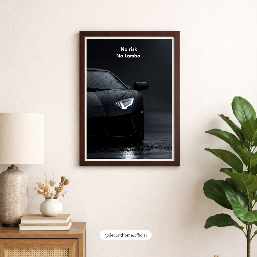 No Risk No Lambo Luxury Car Motivational Poster | Decorexhome