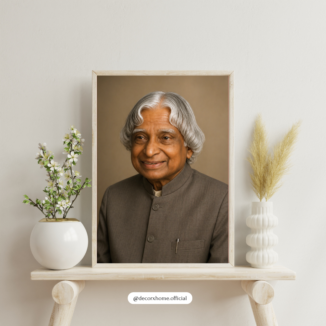 Dr. A.P.J. Abdul Kalam Portrait Wall Art – Inspirational Indian Scientist & Former President Poster | Motivational Leader Artwork for Home, Office & Study | Decorxhome