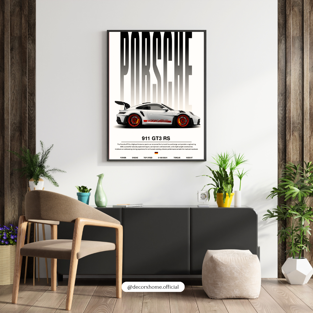 Porsche 911 GT3 RS Blueprint Poster – Performance Car Wall Art