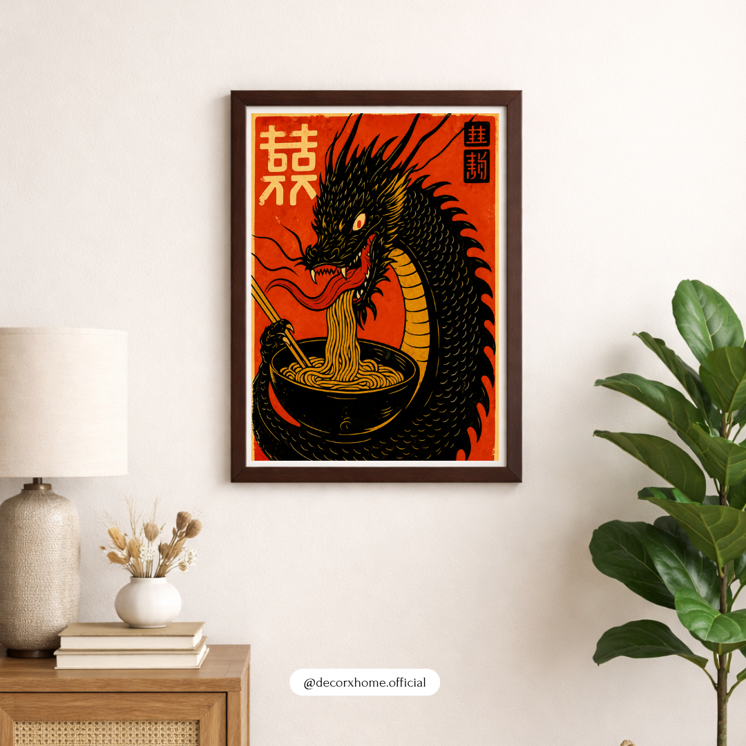 Chinese Dragon & Ramen Wall Art – Japanese Asian Inspired Poster