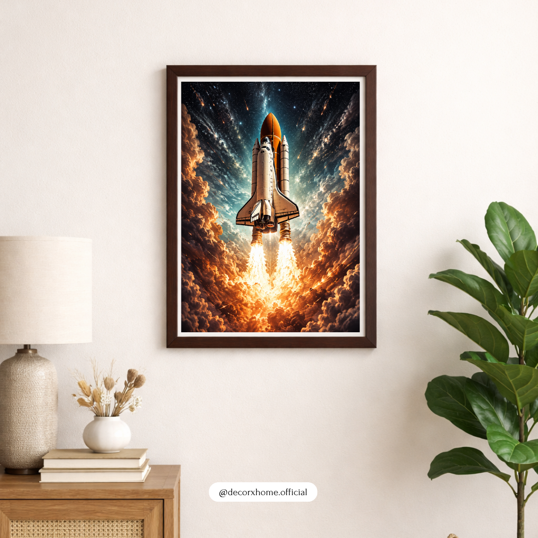 Space Shuttle Launch Wall Art Poster | Rocket & Cosmic Sky Inspirational Print | Decorexhome
