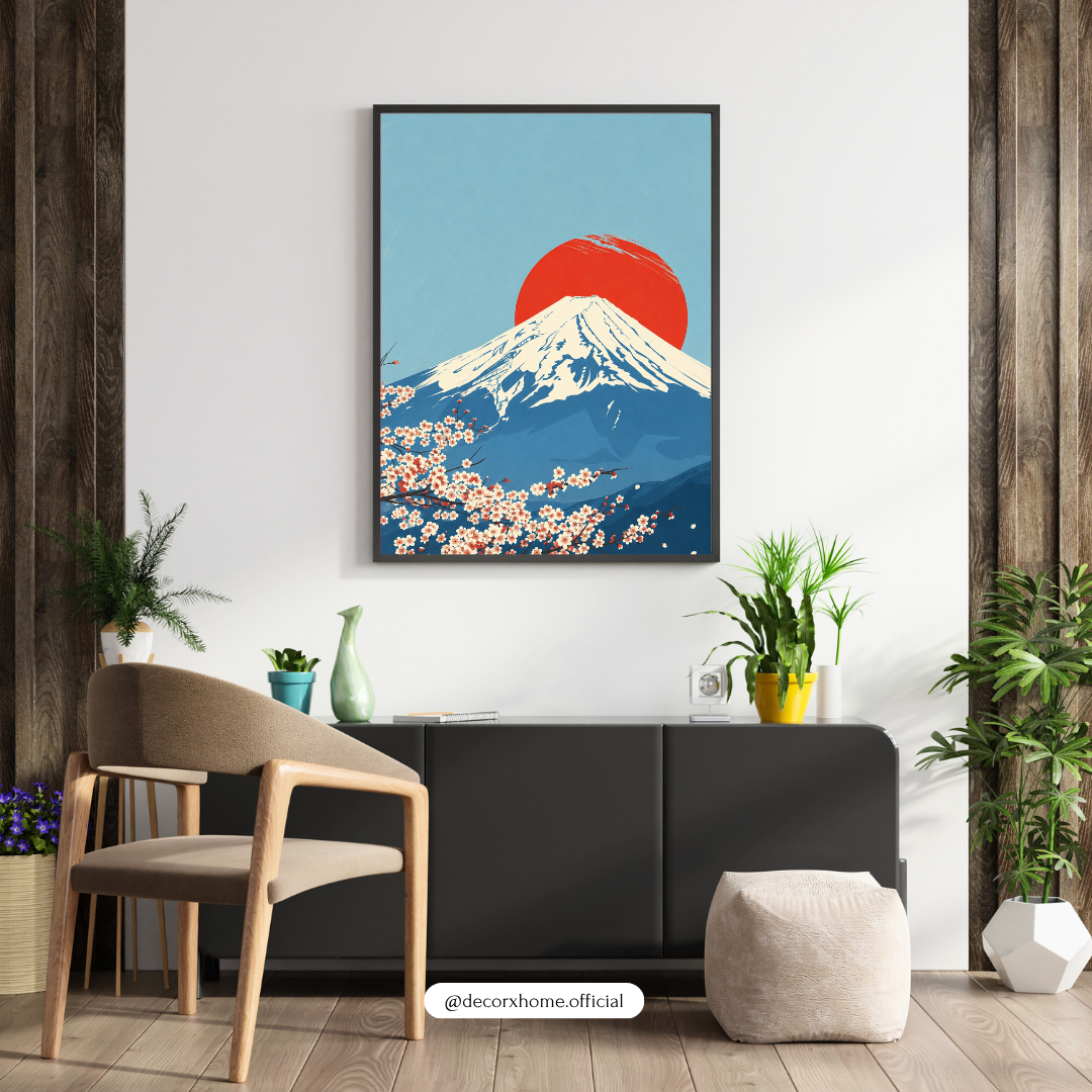Decorxhome – Mount Fuji Sakura Landscape Wall Art Poster