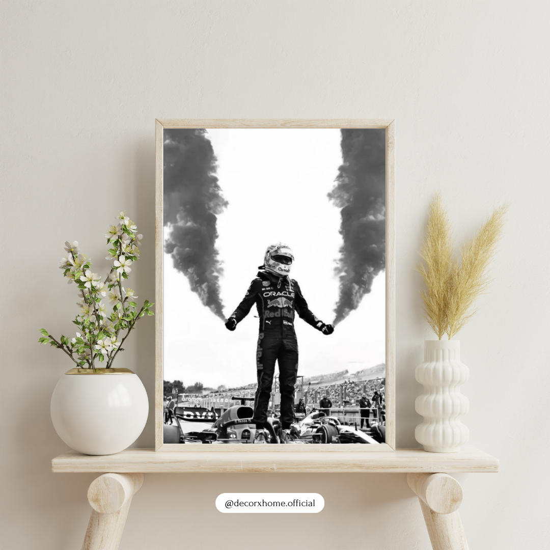 F1 Racing Victory Poster | Motorsport Driver Celebration Wall Art | Decorxhome