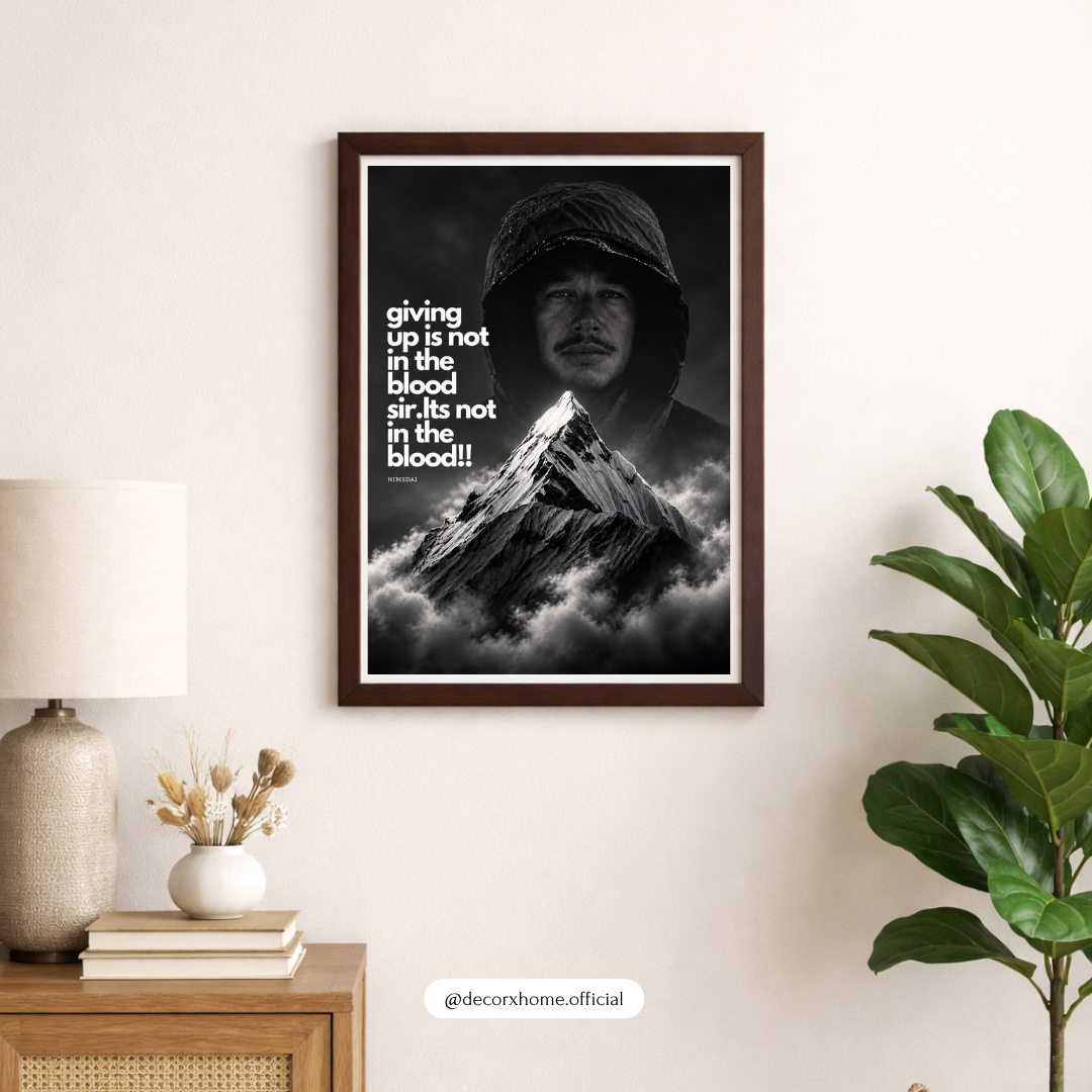 Giving Up Is Not in the Blood – Inspirational Warrior Mountain Wall Poster | Decorexhome