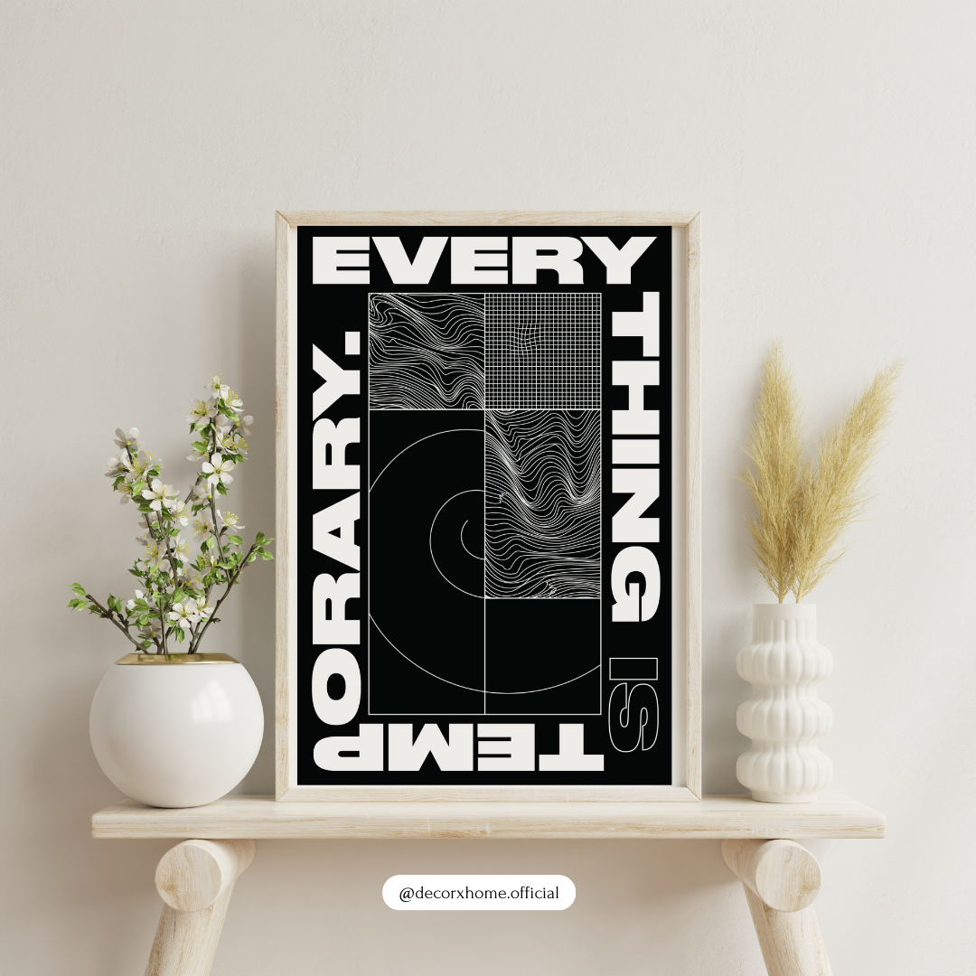 Temporary Everything Typography Wall Art Poster – Modern Minimalist Abstract Design | Decorxhome