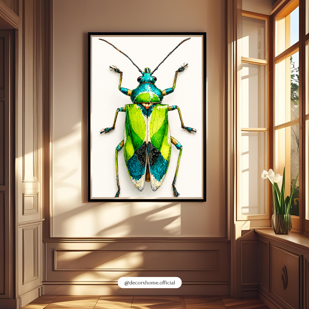 Vibrant Jewel Beetle Poster | Colorful Insect Illustration Wall Art by DecorxHome