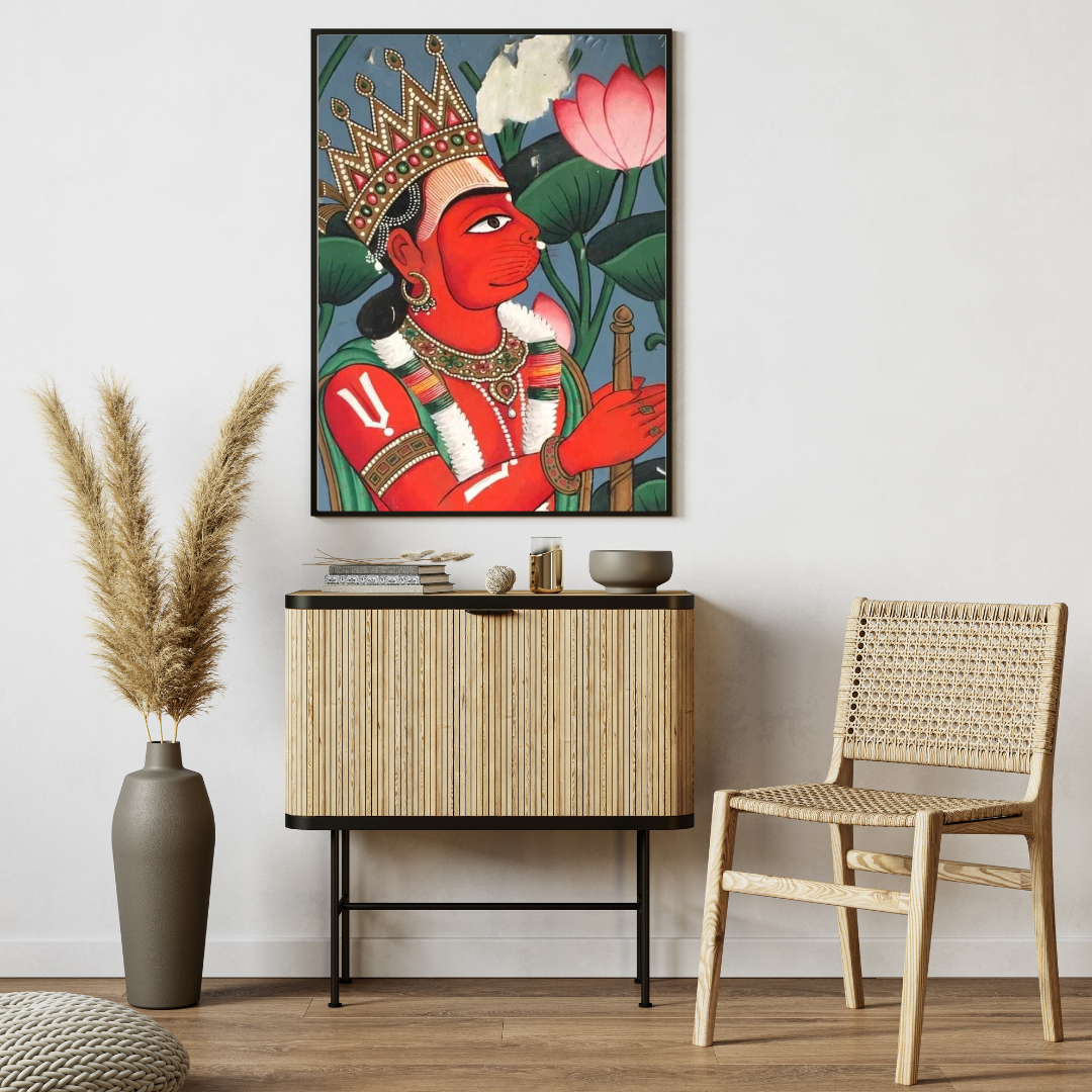 Divine Strength โ Lord Hanuman Spiritual Wall Poster ๐๏ธ๐ฅ