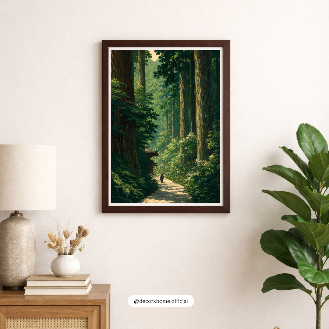 Japanese Forest Path Nature Wall Art Poster | Serene Woodland Landscape Print | Decorexhome