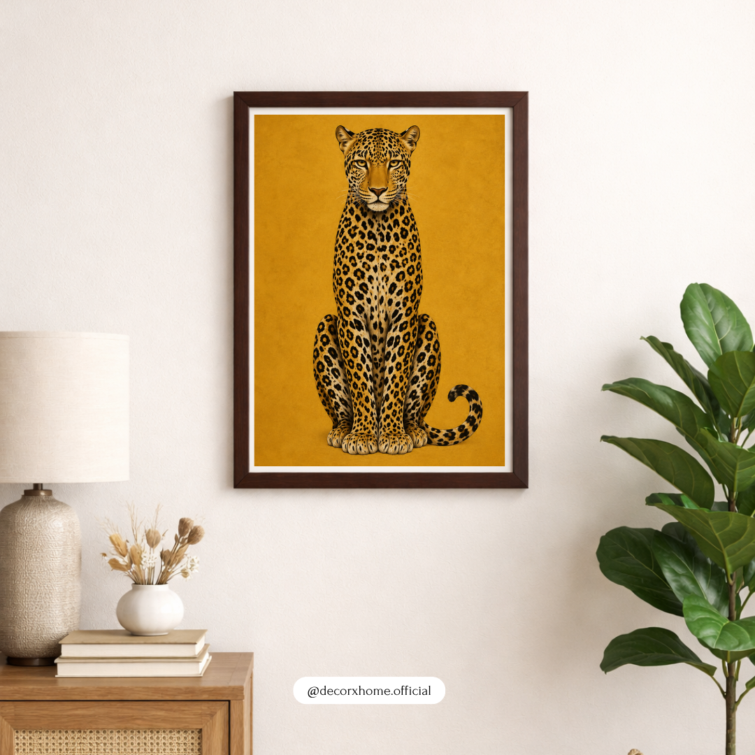 Royal Leopard Wall Art | Golden Leopard Animal Poster | Luxury Wildlife Artwork | Modern Nature Wall Décor | Decorxhome