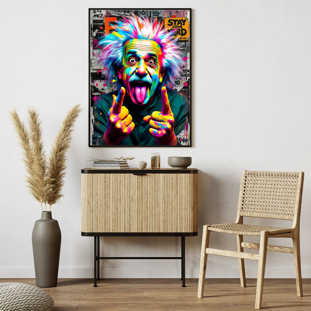 Neon Einstein Pop-Art Poster – Genius Gone Wild 🎨⚡