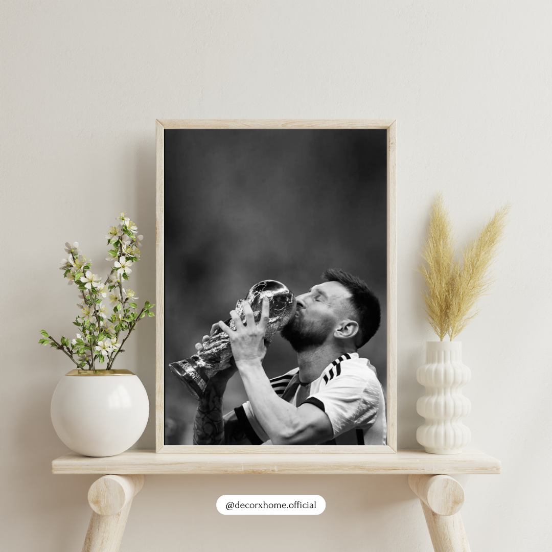 GOAT Football Messi Champion Poster – Victory Trophy Sports Wall Art | Decorxhome