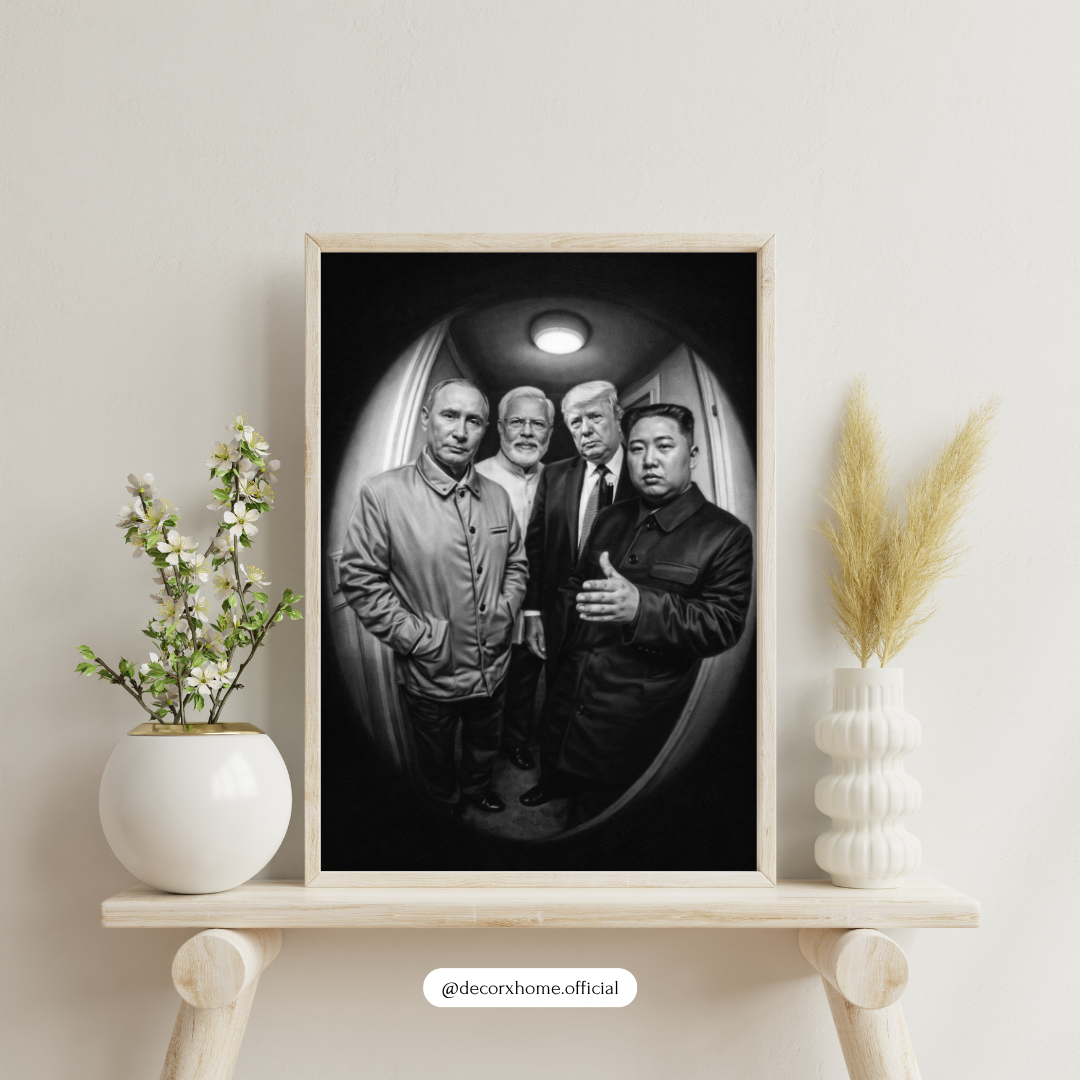 Iconic Leaders Monochrome Portrait Poster | Black & White Statement Wall Art | Decorxhome