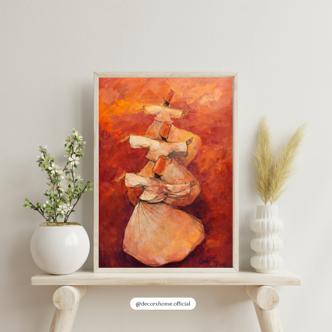 Sufi Whirling Dervish Wall Art Poster | Spiritual Dance Painting | Abstract Sufi Art Print | Decorxhome