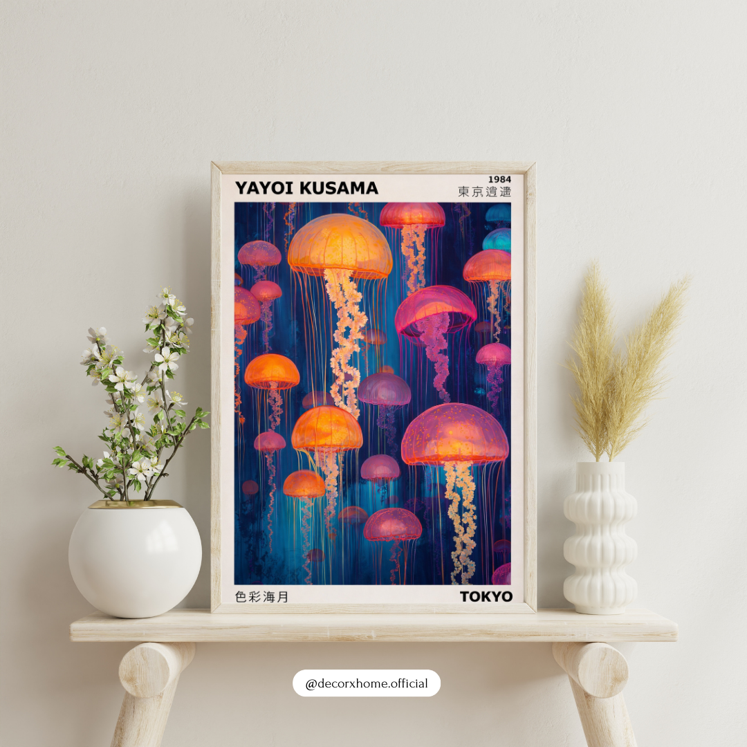 Yayoi Kusama Inspired Jellyfish Poster – Vibrant Tokyo Art Wall Print | Decorxhome