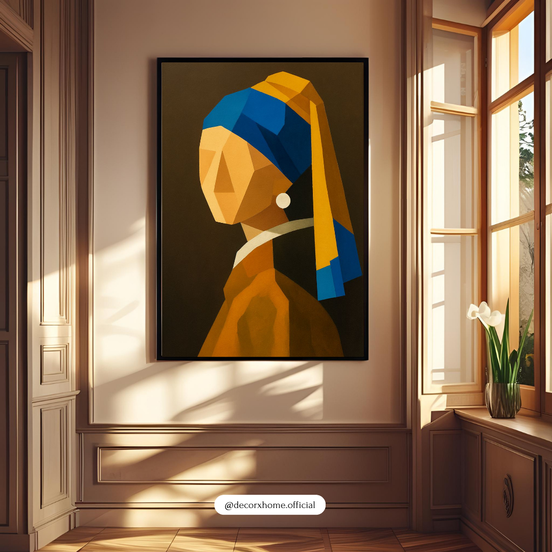 Geometric Girl Portrait Poster – Modern Abstract Art Wall Decor