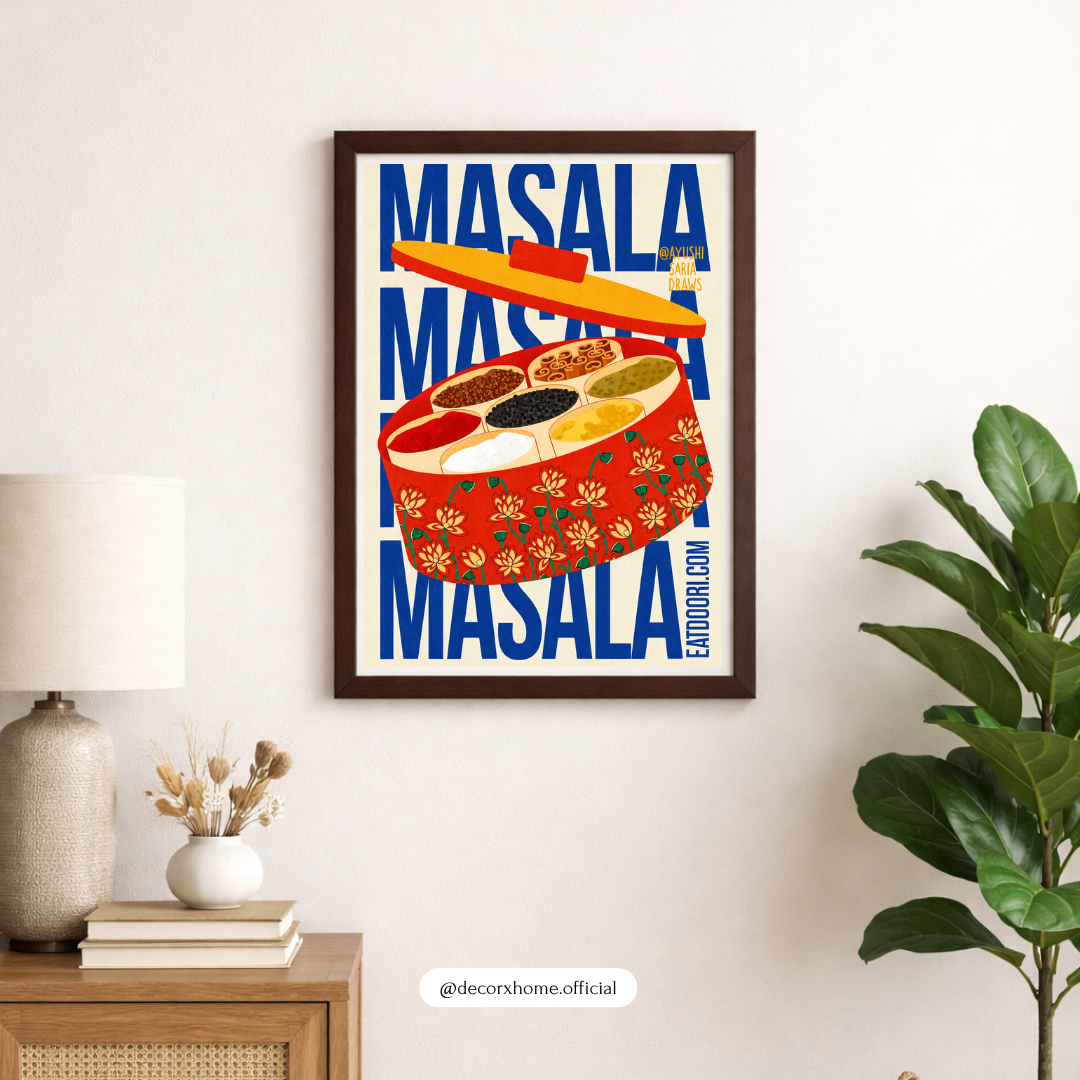 Indian Masala Box Wall Art Poster | Colourful Indian Kitchen Decor | Decorexhome