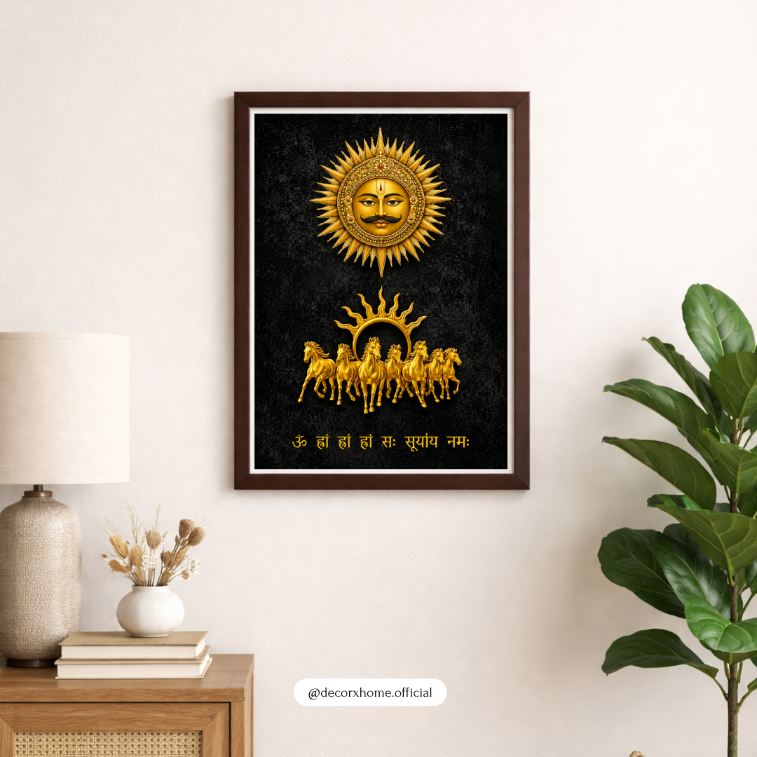 Surya Dev Sacred Poster | Sun God Vedic Wall Art for Positivity & Strength | Decorxhome