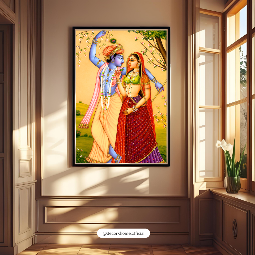 Radha Krishna Eternal Love Poster | Traditional Indian Spiritual Wall Art by DecorxHome